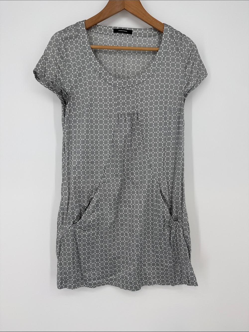 Samsoe Samsoe Liseleje Gray Short Sleeve Patterned Tunic Dress